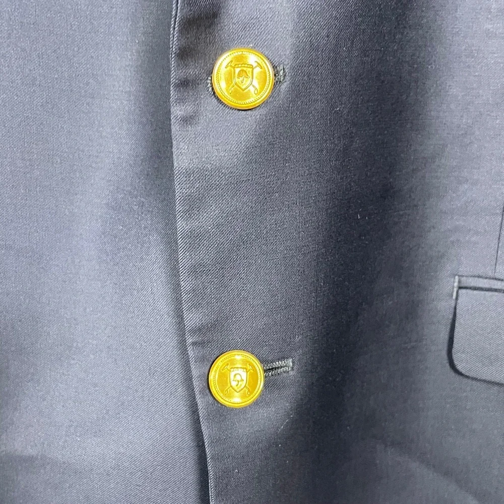 Ralph Lauren Blazer Mens 44R Navy Blue Classic Collegiate Gold Crest Buttons